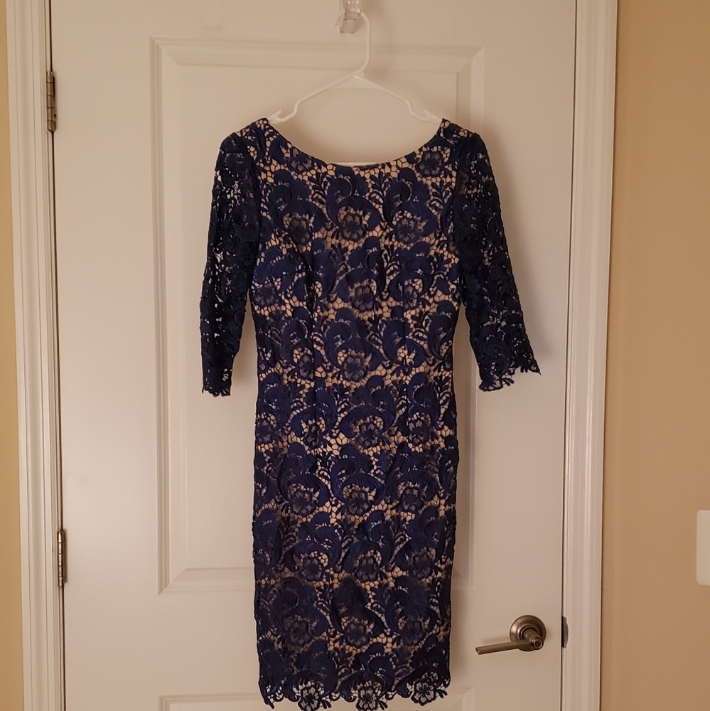Elisa J Crochet Navy Blue Dress Size 2